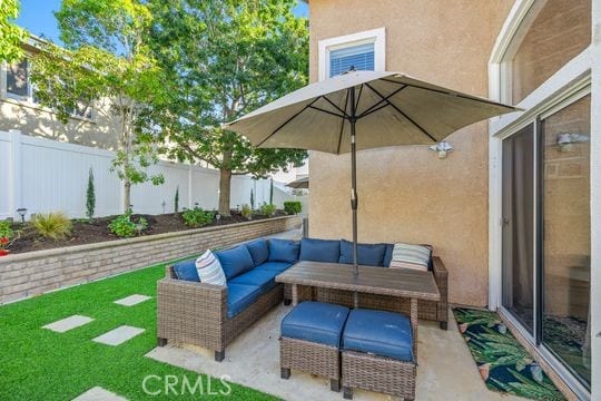 view of patio featuring an outdoor living space