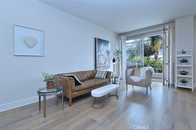 living room with light hardwood / wood-style flooring