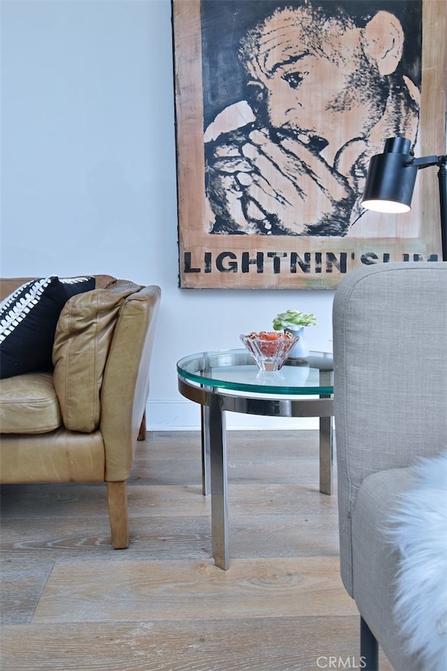 sitting room with hardwood / wood-style floors