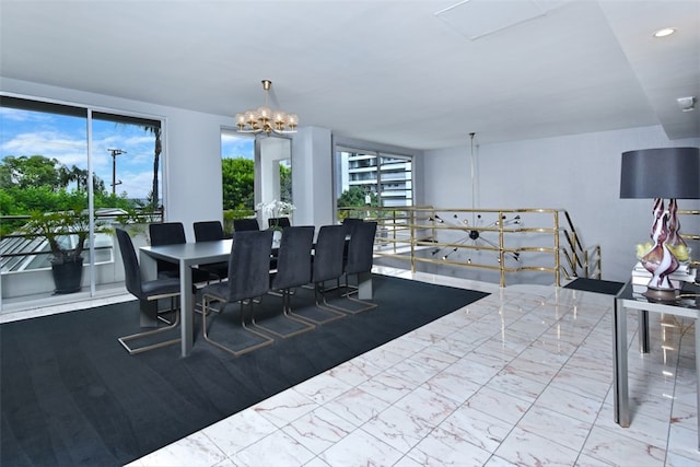 dining room featuring a chandelier