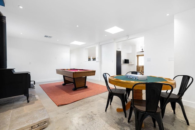 playroom with concrete flooring and billiards