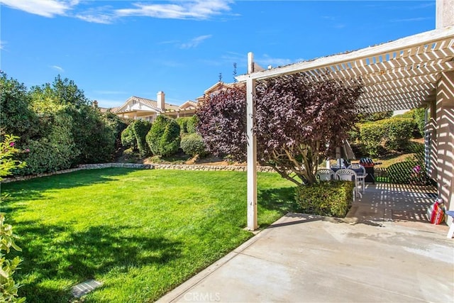 view of yard featuring a pergola and a patio area