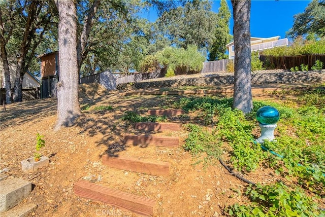 view of yard featuring a fenced backyard