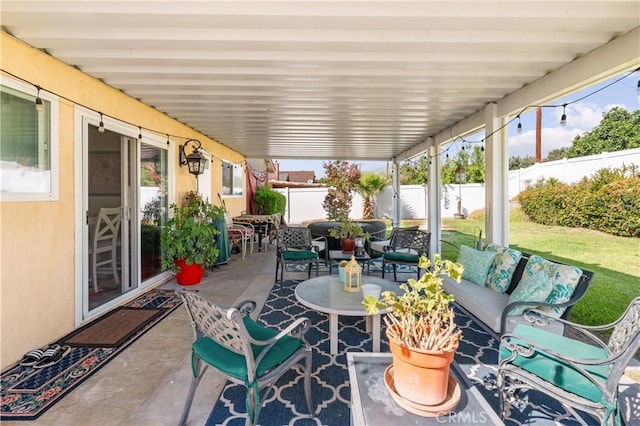 view of patio / terrace featuring an outdoor hangout area