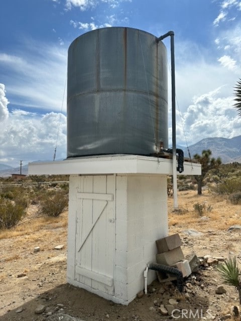 view of outdoor structure with a mountain view