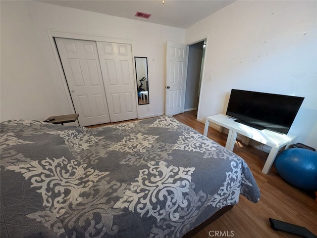 bedroom featuring a closet and wood-type flooring