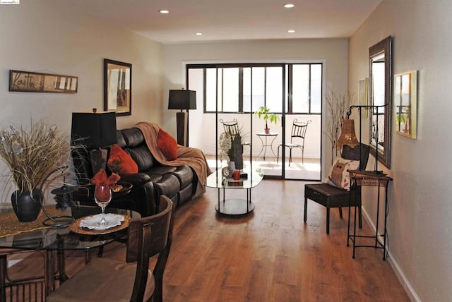 living room featuring hardwood / wood-style flooring