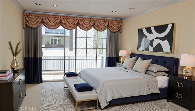 bedroom featuring access to outside