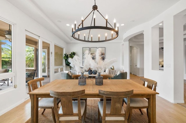 dining space featuring light hardwood / wood-style floors