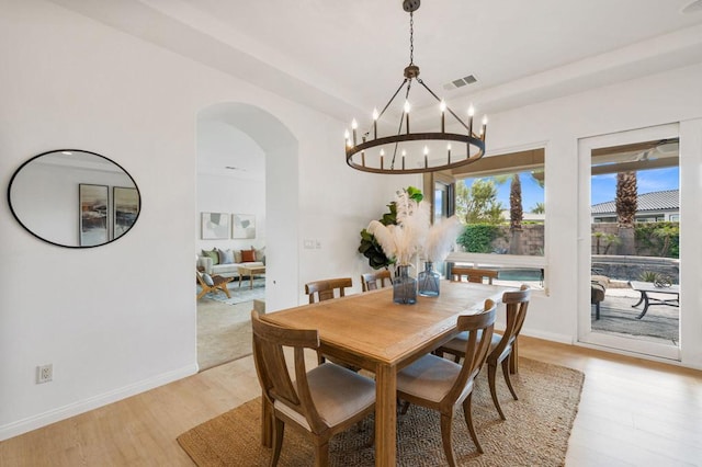 dining room with light hardwood / wood-style floors