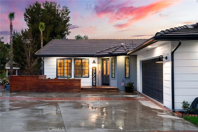 view of front of house with a garage