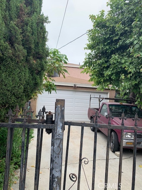 exterior space featuring a garage