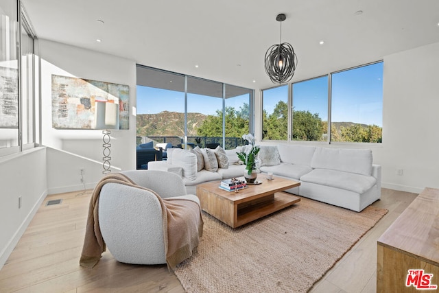 living room featuring light wood-type flooring