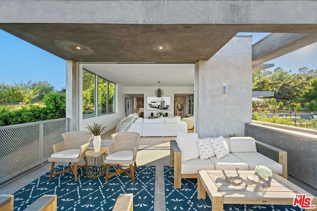 view of patio featuring an outdoor hangout area