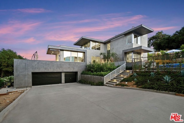 contemporary home featuring a garage