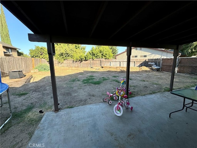 view of patio / terrace featuring a trampoline