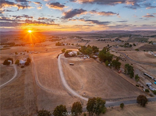 view of aerial view at dusk