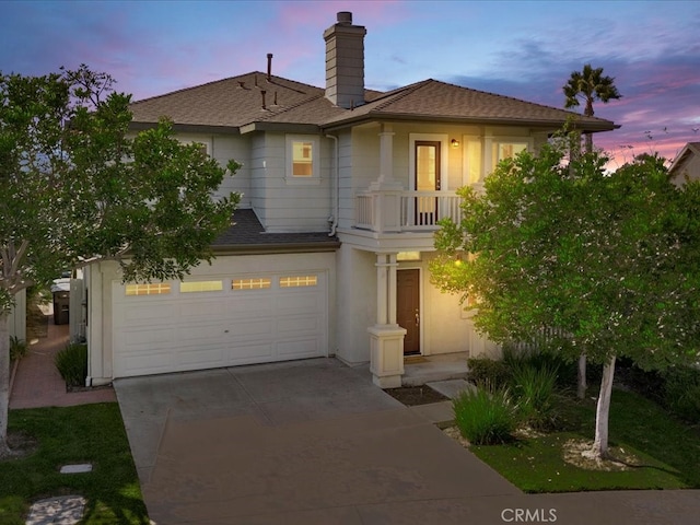 view of front facade with a garage