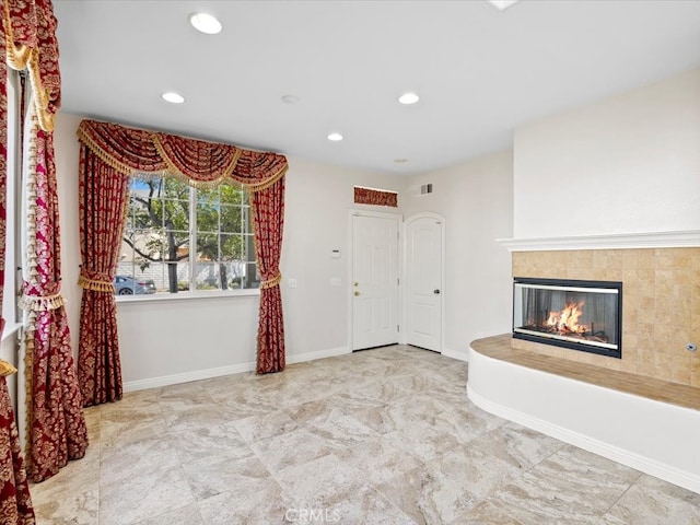 interior space featuring a fireplace