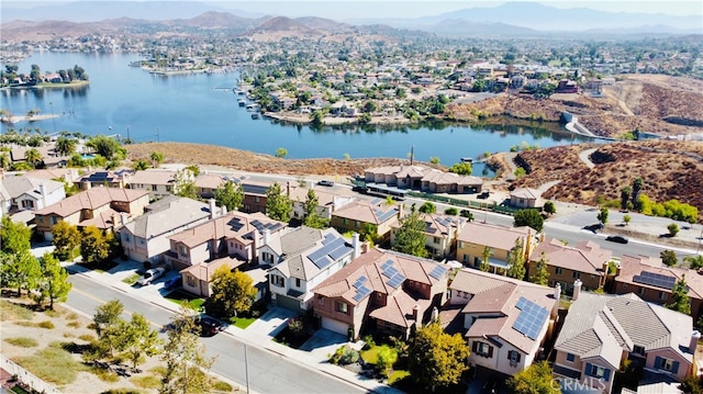 aerial view with a water and mountain view