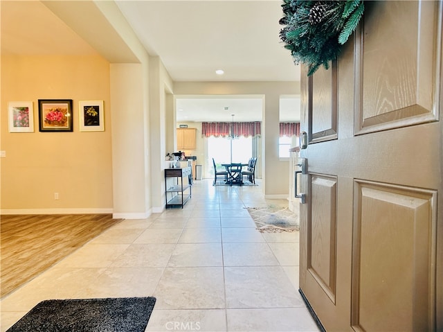 foyer featuring light wood-type flooring