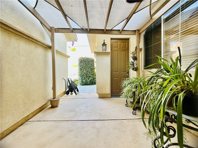 view of patio / terrace featuring a pergola