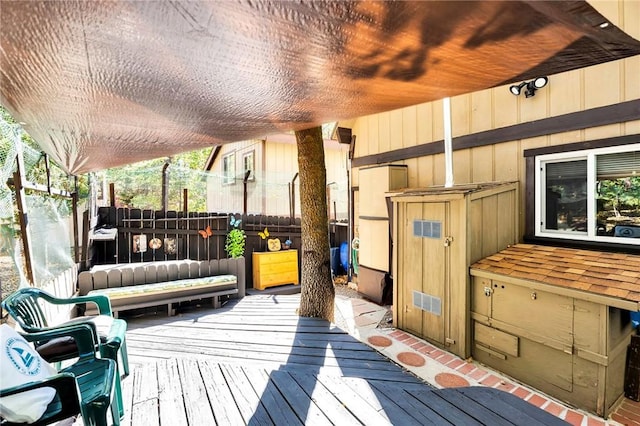 wooden terrace with fence