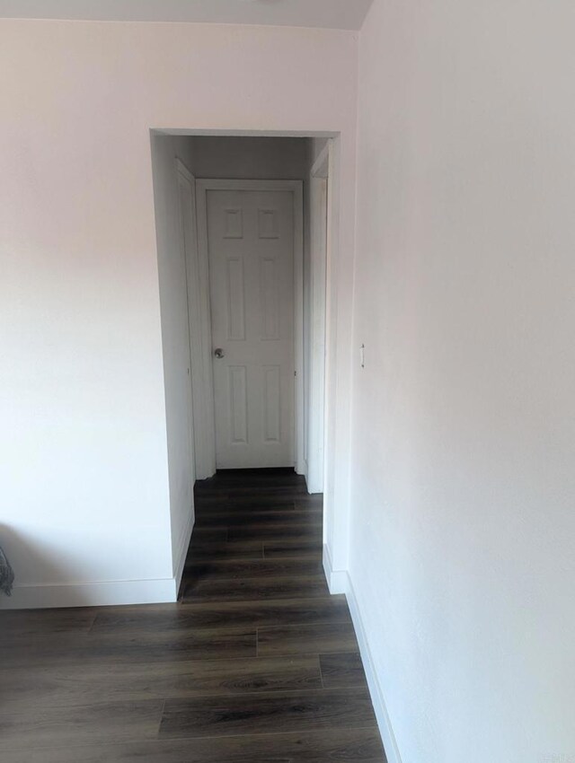 corridor featuring dark hardwood / wood-style floors