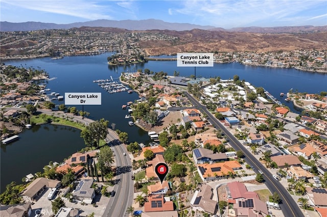 aerial view with a water and mountain view