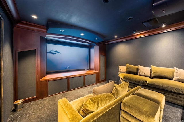 view of carpeted home theater room