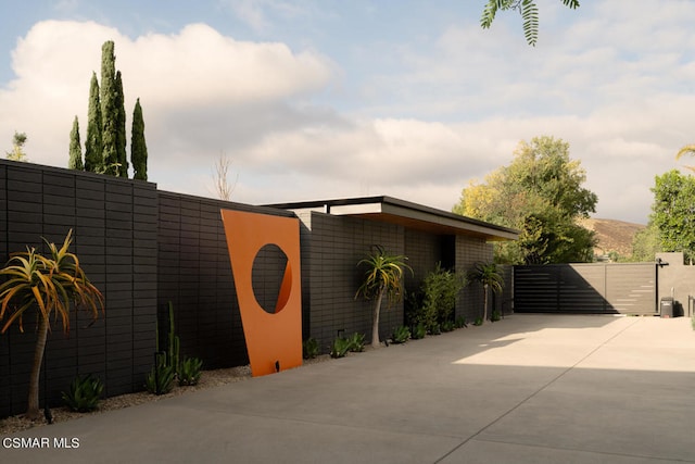 view of home's exterior featuring a mountain view