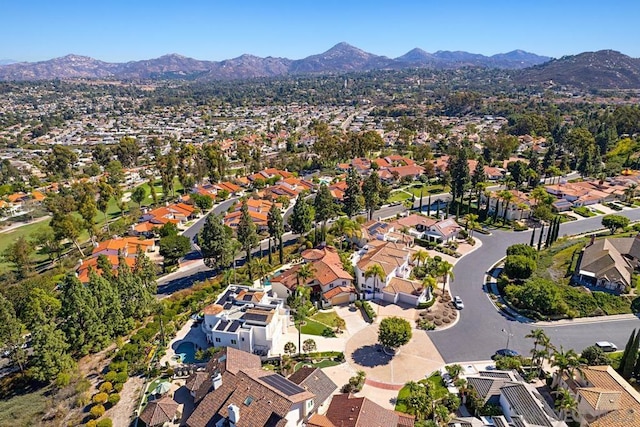 drone / aerial view with a mountain view