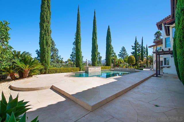 view of swimming pool with a patio area