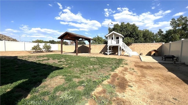 view of yard featuring a gazebo