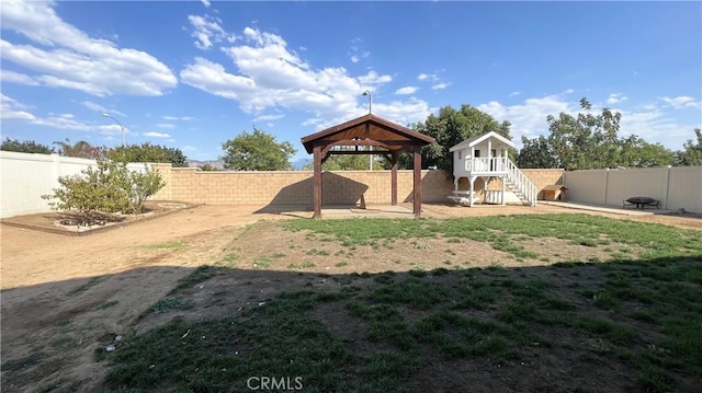 view of yard with a gazebo