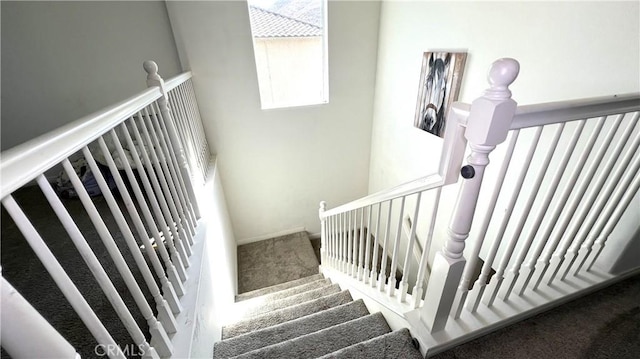 stairway with carpet floors