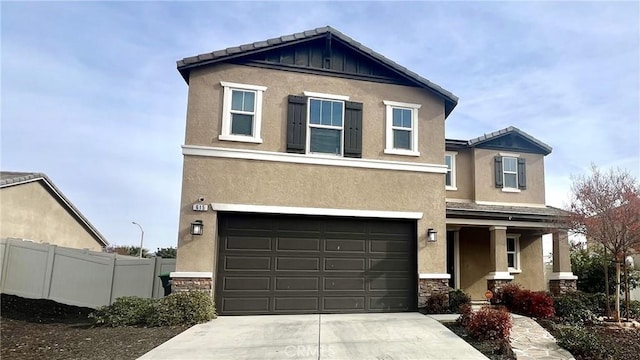 view of front of home with a garage