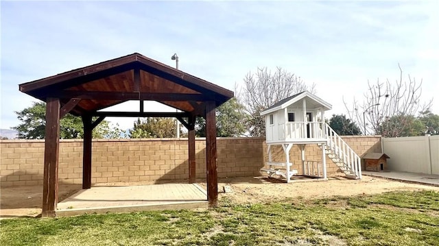 view of yard with a gazebo