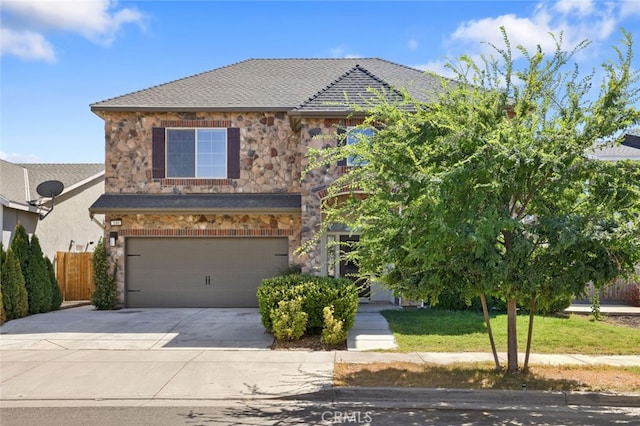 view of front of property featuring a garage and a front yard