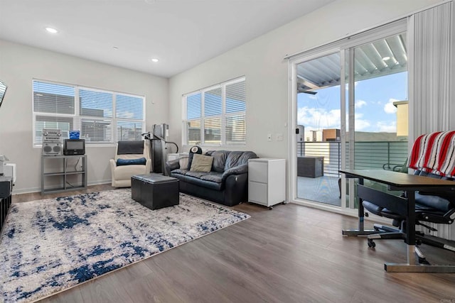 2013 Bravo Loop Unit 5, Chula Vista, CA 91915 - living room with wood finished floors, a desk, and recessed lighting