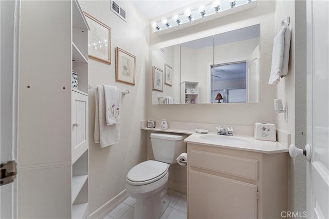 bathroom featuring tile patterned flooring, vanity, and toilet