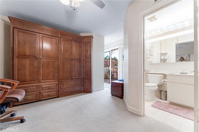 interior space featuring ceiling fan