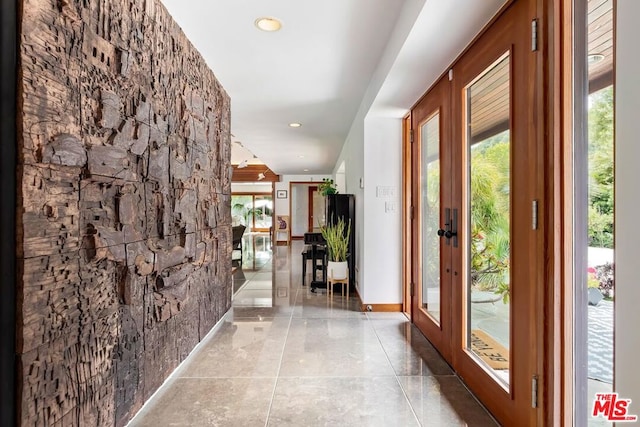 entrance foyer featuring french doors