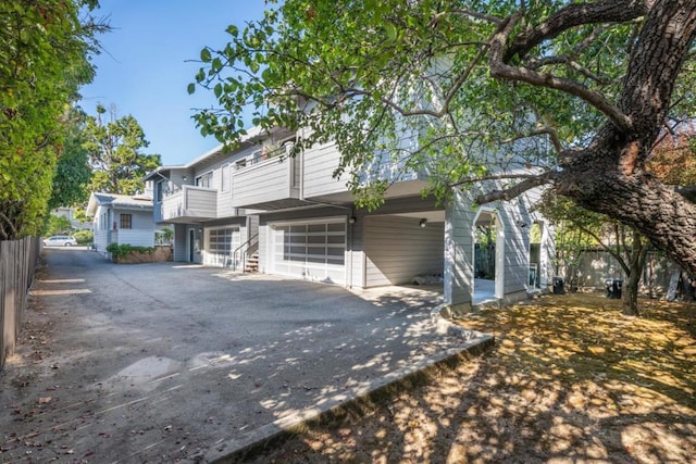 exterior space with a garage