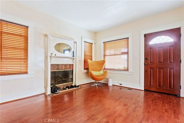 foyer entrance featuring hardwood / wood-style flooring and a healthy amount of sunlight