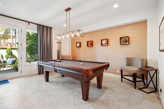 game room with pool table