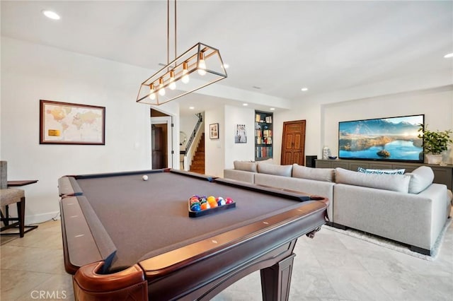 recreation room featuring pool table