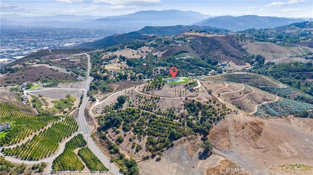 bird's eye view featuring a mountain view