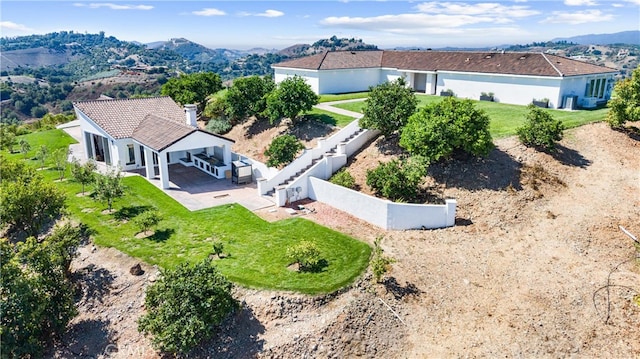 aerial view featuring a mountain view