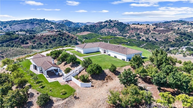 drone / aerial view with a mountain view